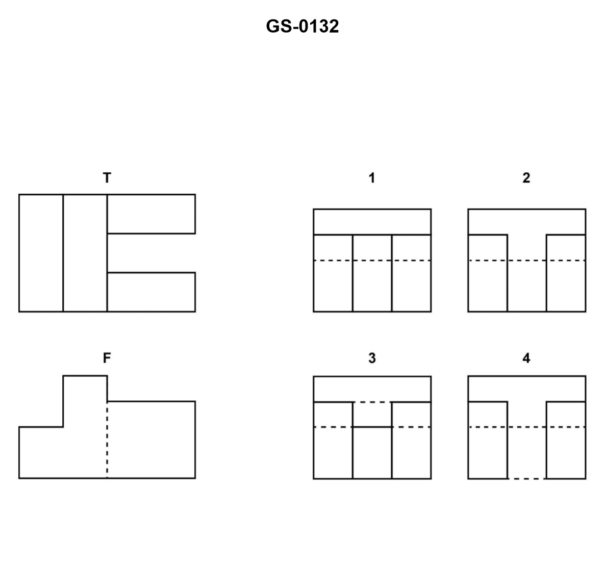 Diagram for USCG QMED05 - Machinist-Pump Technician: The illustrated drawing shows a correct front "F" and top "T" view of an...
